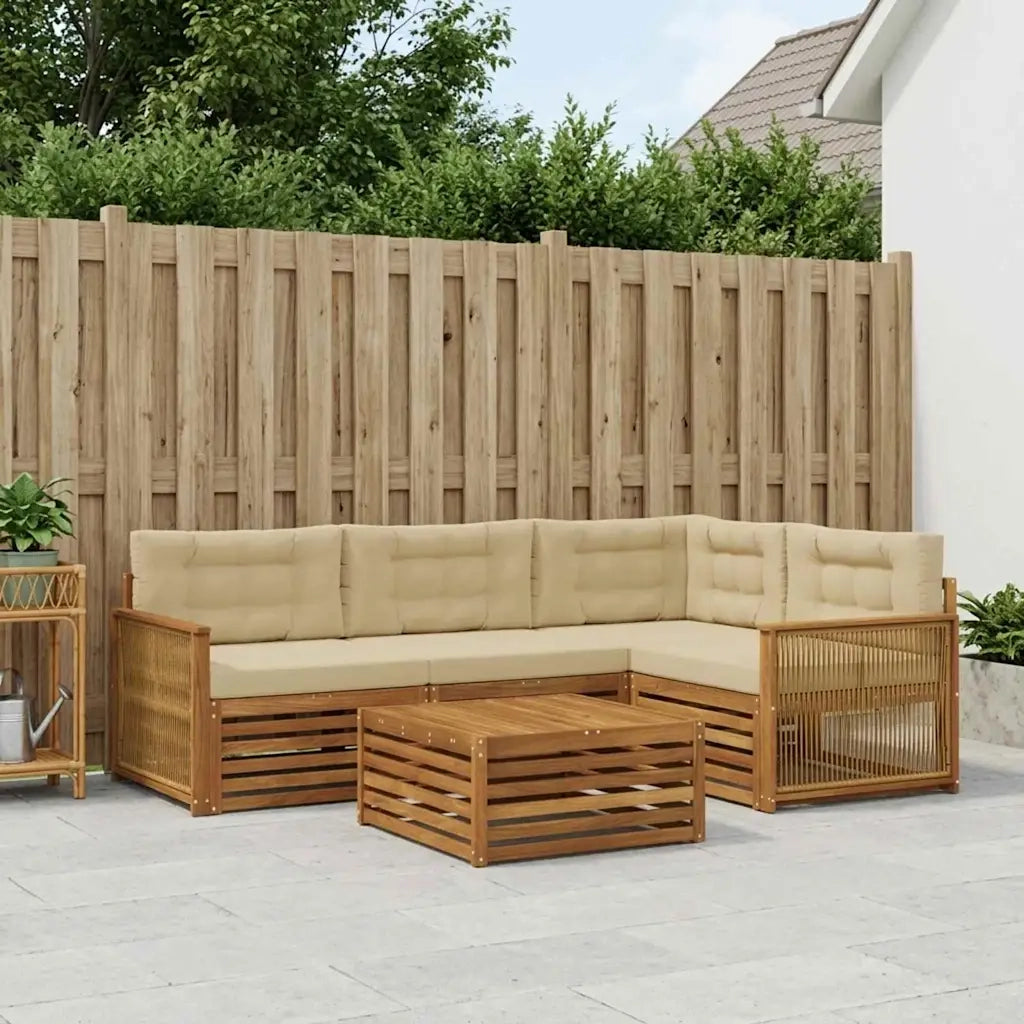 Set di divani da esterno con cuscino 5 pcs Naturale e Beige 3383331