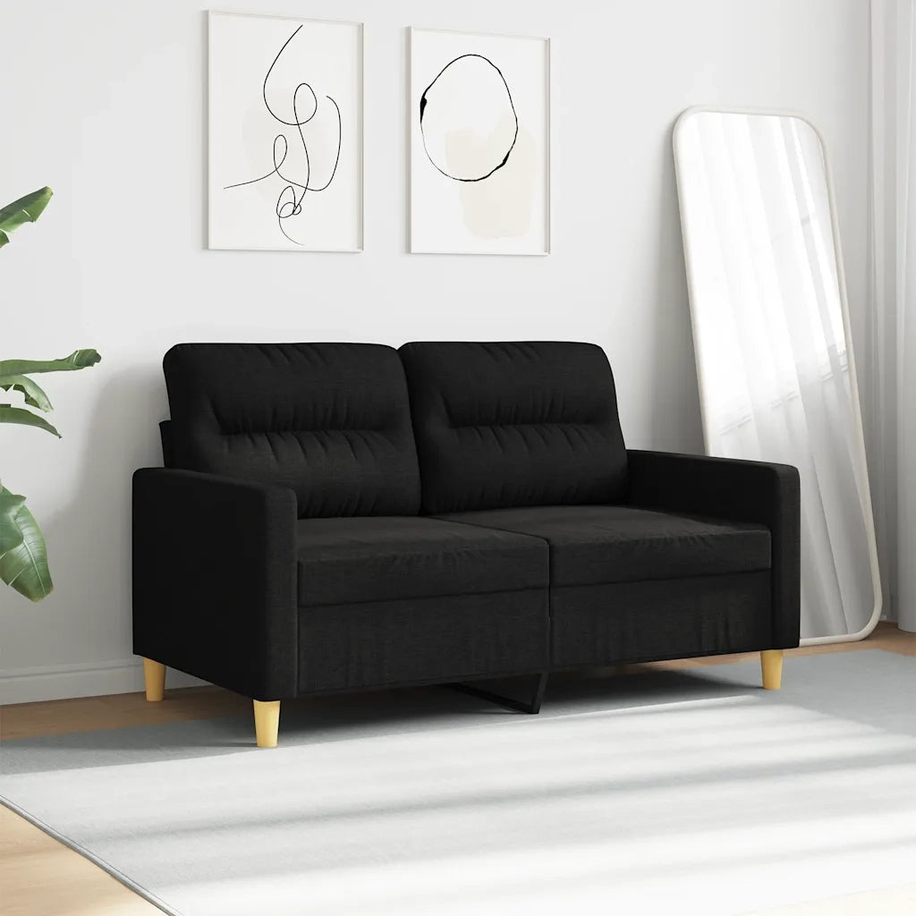 Divano a 2 Posti-Sofa 2 Posti Nero 120 cm in Tessuto 137536