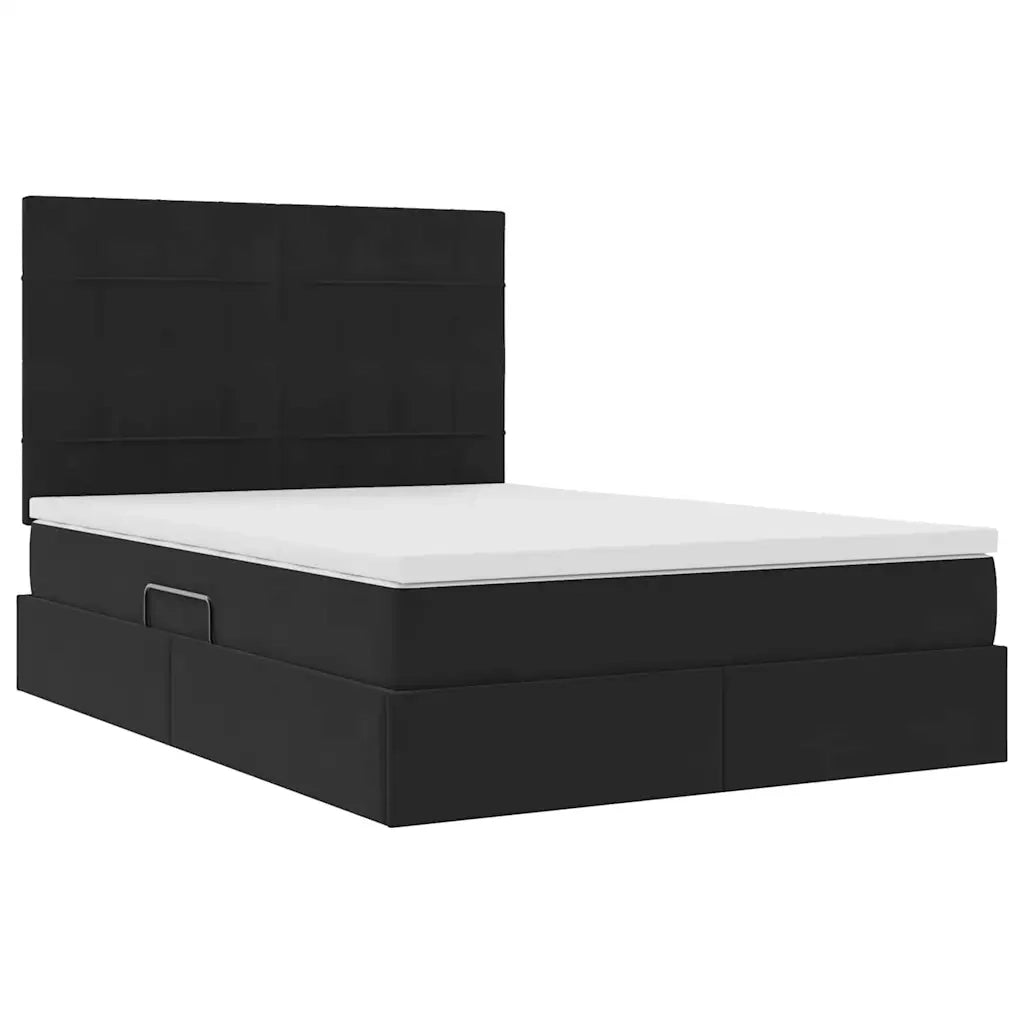 Letto con contenitore e materasso Nero 140 x 200 cm Velluto 3372035