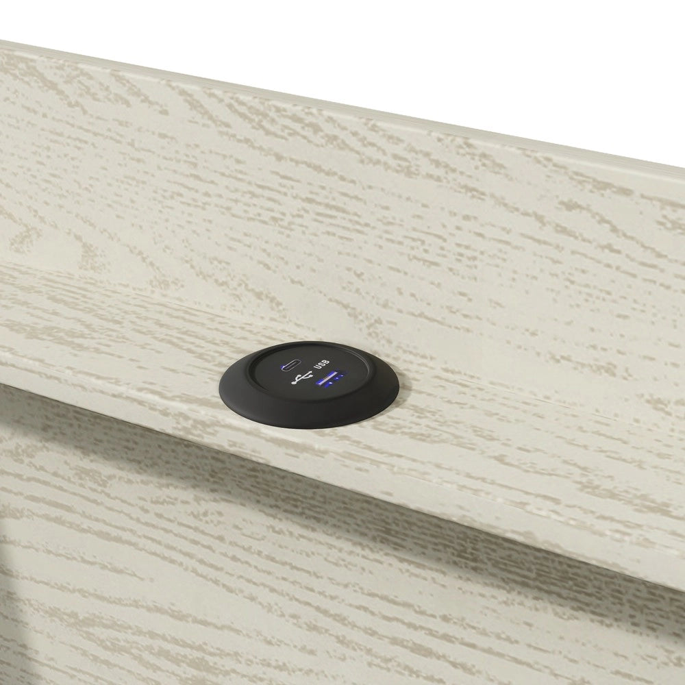Letto Imbottito con LED e Contenitore ¨C MINIMAL ¨C Lino Beige 90x200