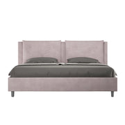 BS COM Letto matrimoniale king size con rete imbottito 190x210 microfibra glicine