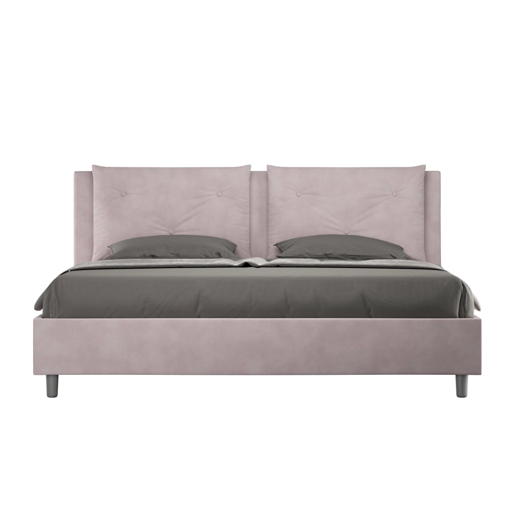 BS COM Letto matrimoniale king size con rete imbottito 190x210 microfibra glicine
