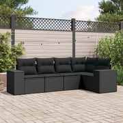 Set Divani da Giardino 5 pz con Cuscini in Polyrattan Nero 3222524