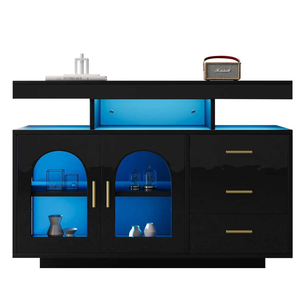 Sideboard LED con luci a 16 colori - Zephmum-120 cm-Nero