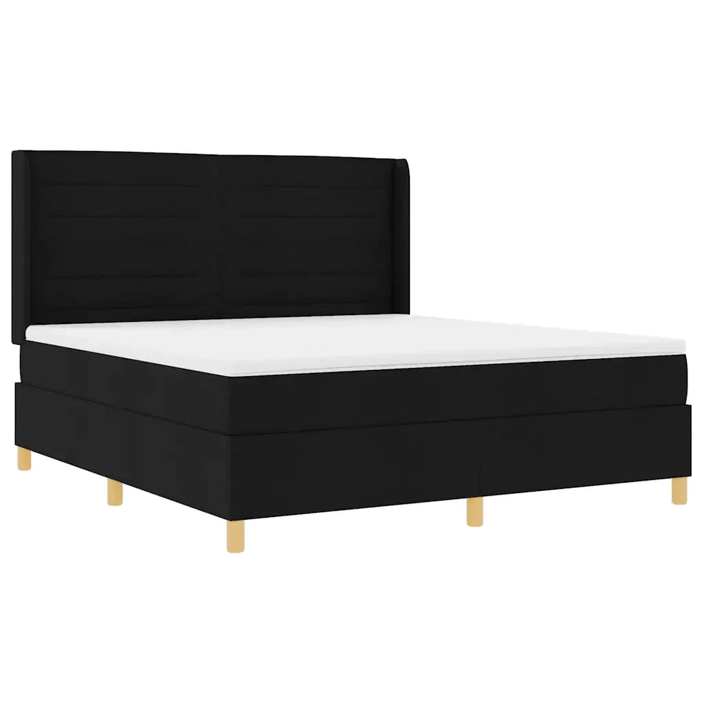 Letto a molle con materasso Nero 140 x 200 cm Tessuto