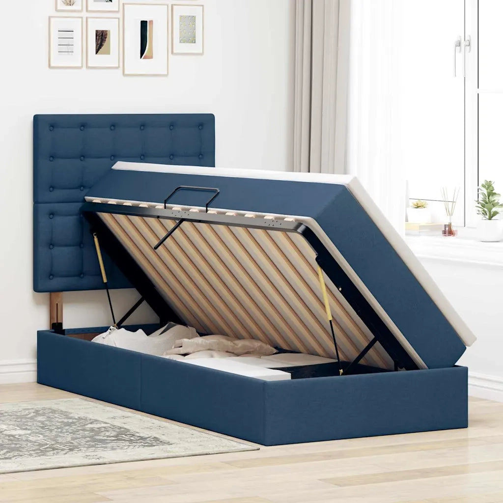 Letto con contenitore e LED con led Blu 90 x 190 cm Poliestere