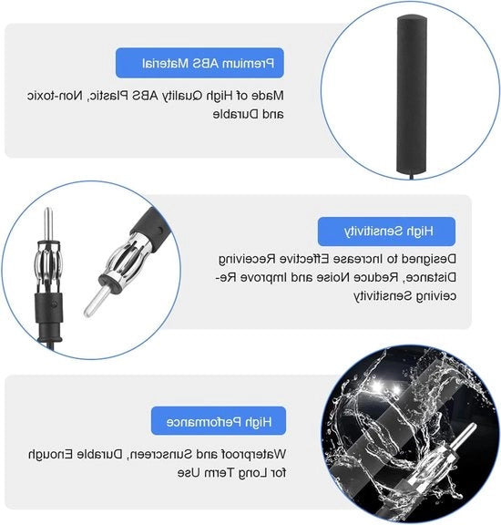 Antenna Radio Universale FM per Sostituzione Radio Auto - Codice 309