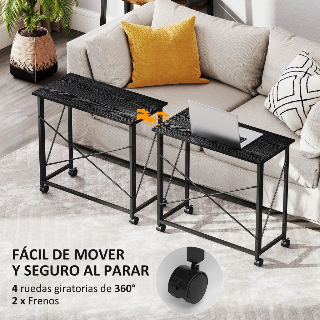 Scrivania Pieghevole con Ruote ¨C Minimal ¨C Nero 80x40x75 cm