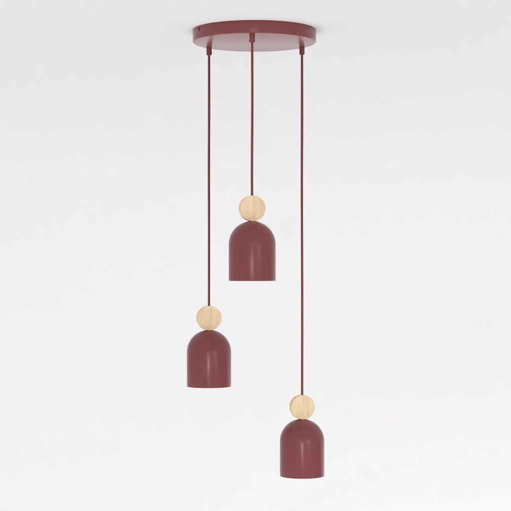 Lampada a sospensione MESI 3xGU10 bordeaux legno Emibig