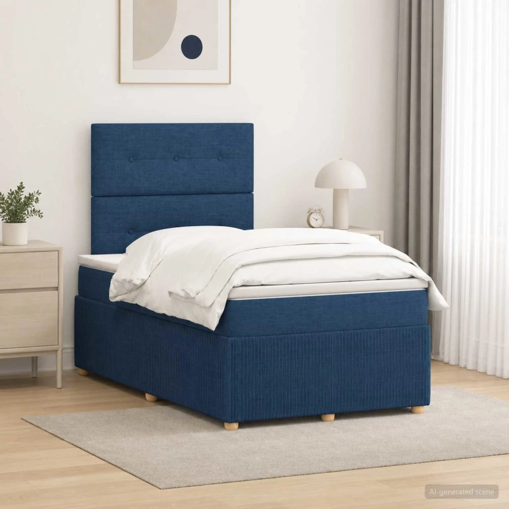 Letto box spring con materasso Blu 120 x 200 cm Tessuto 3454374