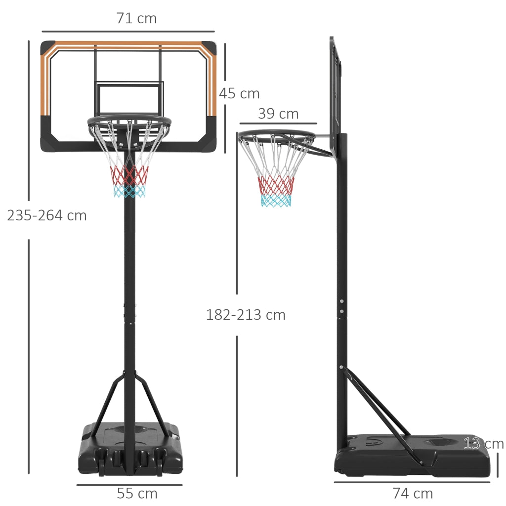 Canestro da Basket Regolabile 182-213 cm ¨C Minimal ¨C Nero