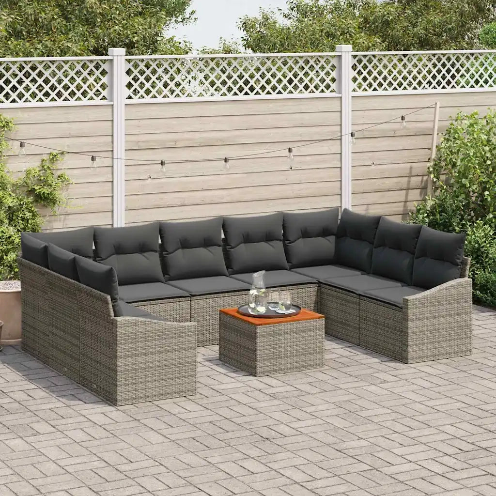 Set Divano da Giardino 10 pcs Grigio polyrattan 3356543
