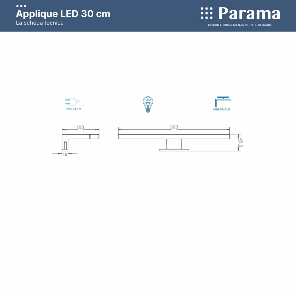 Specchio filolucido 70x90 cm reversibile con applique led | Easy