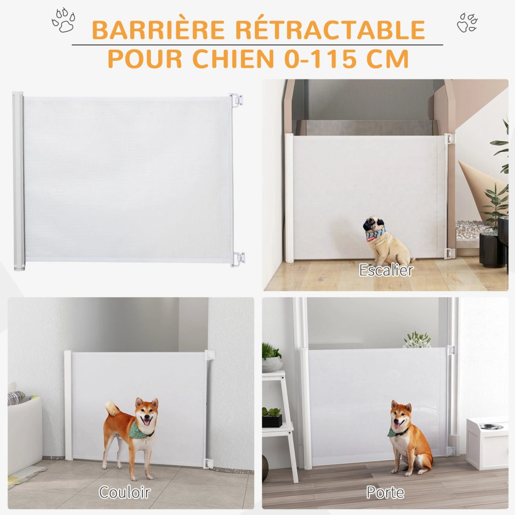 Barriera per cani retrattile ¨C Minimal ¨C bianco 115x82.5 cm