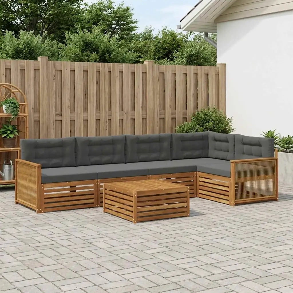 Set di divani da esterno con cuscino 6 pcs Naturale e Antracite 3383390