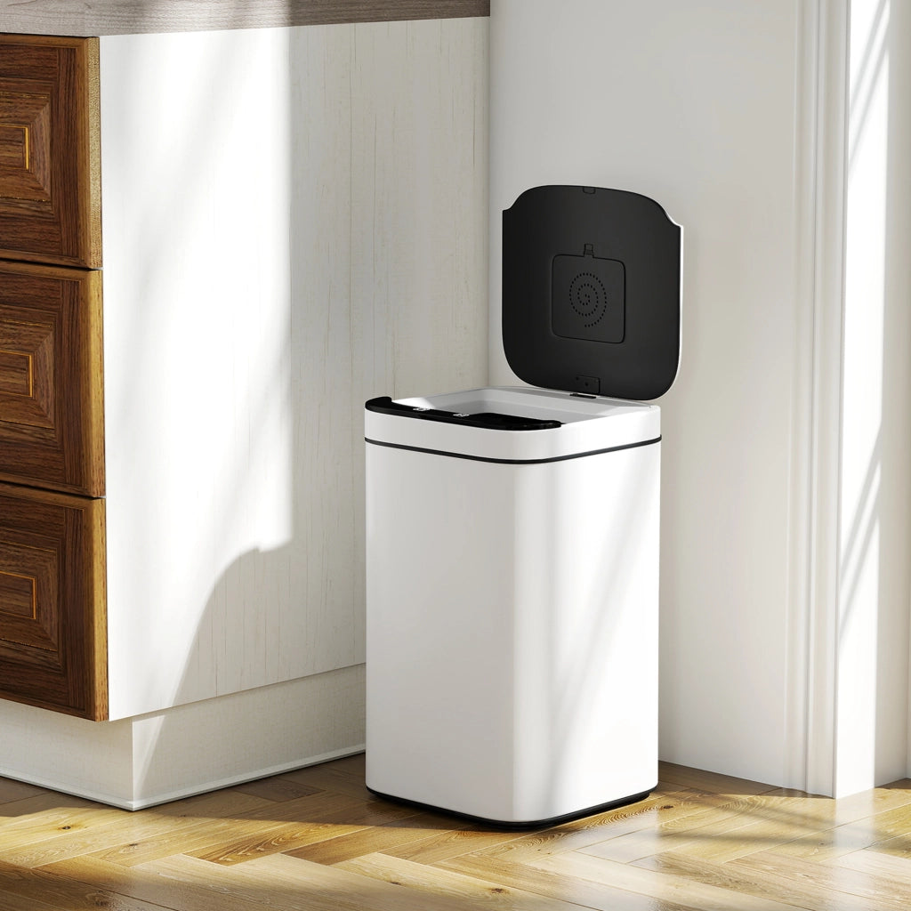 Bidone per Immondizia con Sensore ¨C Minimal ¨C Bianco e Nero 24x24x41 cm