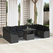 Set Divano da Giardino 11 pcs Nero Rattan in Polipropilene