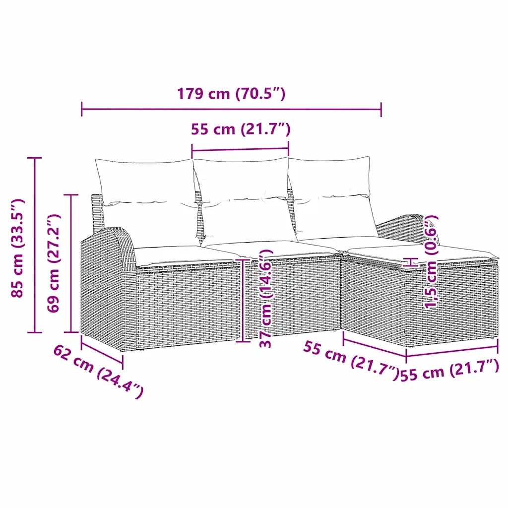 Set Divano da Giardino | Set Salotto da Giardino Grigio polyrattan
