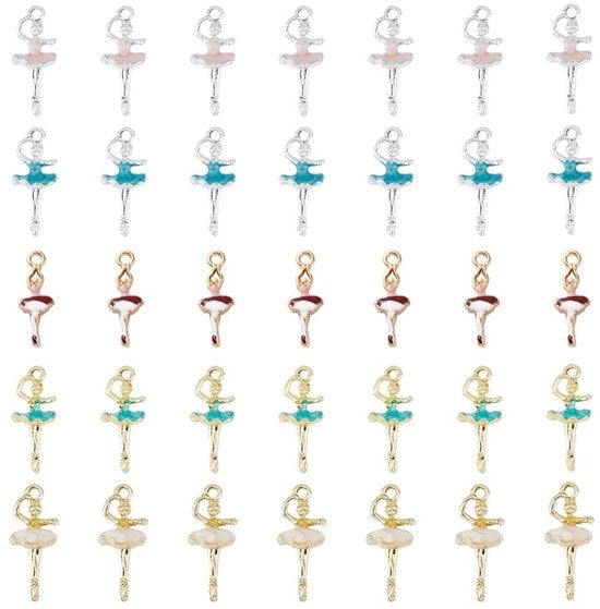 30 Stuks Emaille Balletbedels per Sieraden Fai da Te