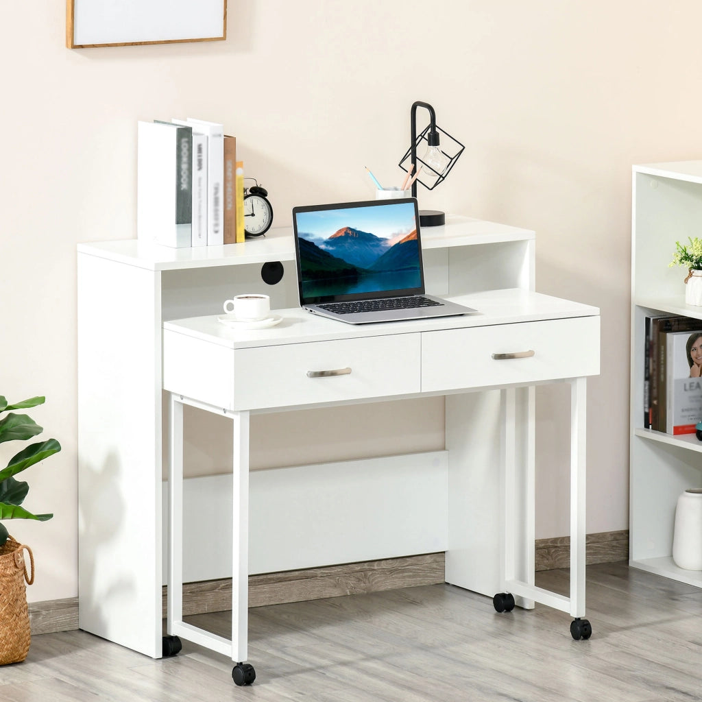 Scrivania con Cassetti e Ruote ¨C Minimal ¨C Bianco 100x36x88cm