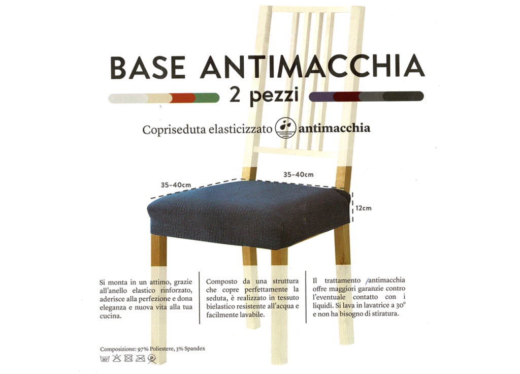 Coppia Copriseduta Per Sedie Tessuto Antimacchia Tinta Unita Mod. Easy Arancio
