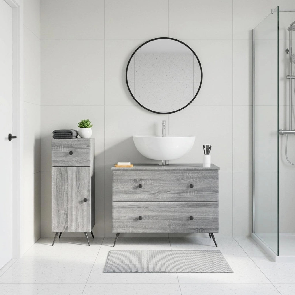 Set di Armadi da Bagno da 2 Pezzi BREDA Sonoma grigio 3417726