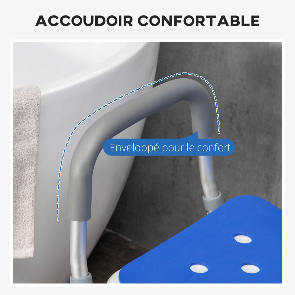 Sgabello da doccia ergonomico regolabile ¨C Minimal ¨C 56.5x53.5x87 cm bianco e blu