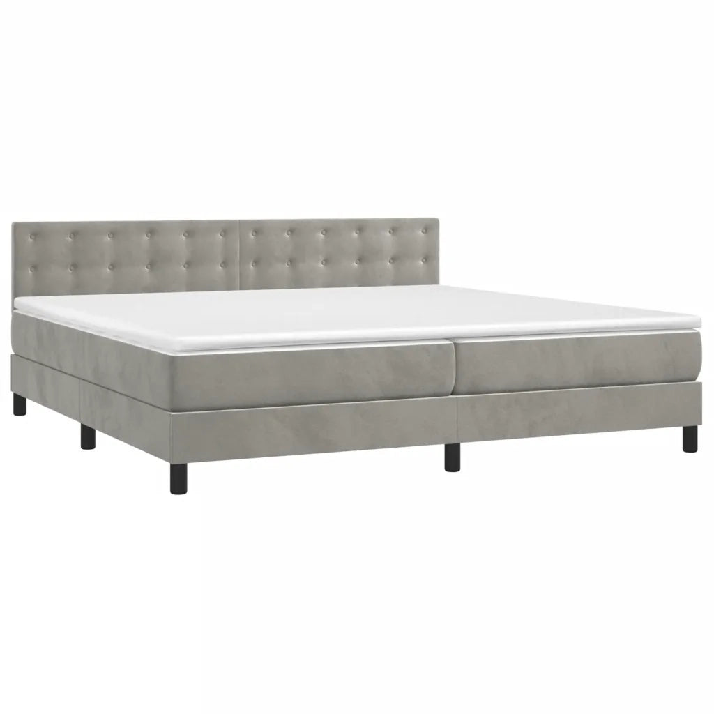 Letto a Molle con Materasso e LED Grigio Chiaro 200x200 cm Velluto