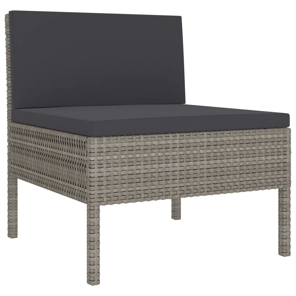 Set Divani da Giardino 10 pz con Cuscini in Polyrattan Grigio 3056976