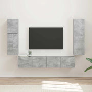 Set mobile TV 4 pz-Credenza per TV Grigio cemento Legno multistrato 641590