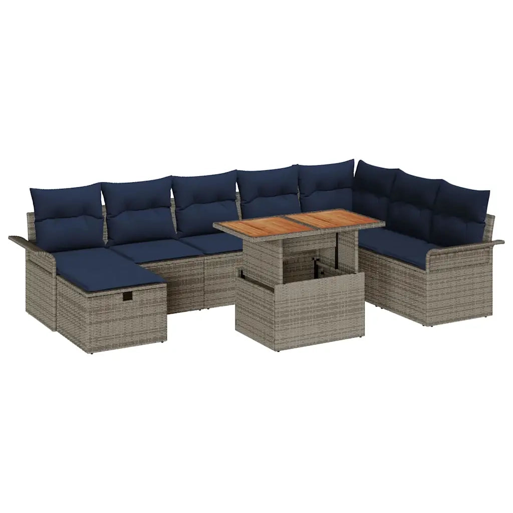 Set Divano da Giardino 9 pcs Grigio polyrattan 3361262
