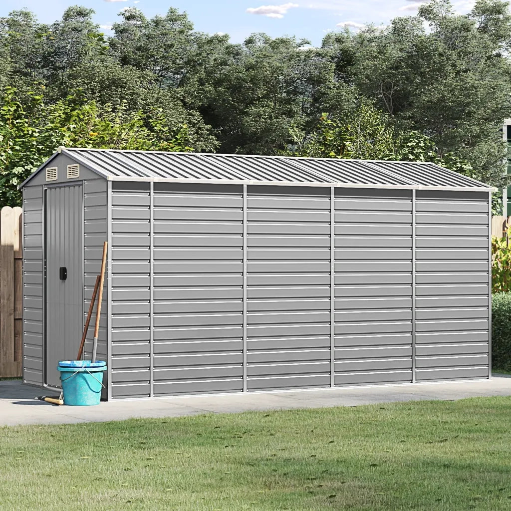 Casetta da giardino grigio chiaro 191x385x198 cm in acciaio zincato 3188245