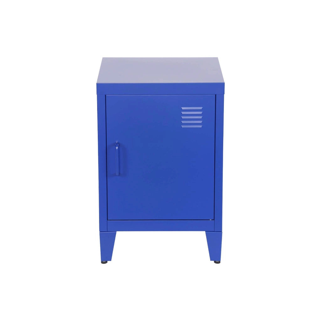 Set 2 comodini industriali, 1 anta, blu