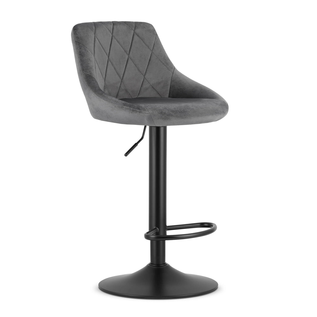 Sgabello girevole Valora DAKA in velluto grigio con base nera