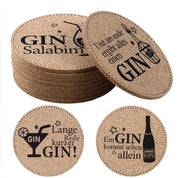 Set di Supporti per Gin 9 pezzi con Supporti per Gin con Citazioni, Supporti per Gin in Vetro 10cm con Kurk per Supporti per Gin per Appassionati di Gin, Amanti di Gin e Bevitori di Gin (Citazioni Tedesche)