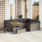 Set Divano da Giardino con cuscino 12 pcs Grigio polyrattan