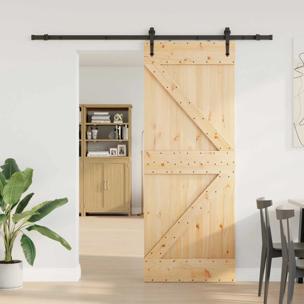 Porta scorrevole NARVIK Naturale e Nero 80 x 210 cm (213,5 cm) 3445248