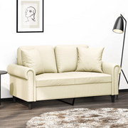 Divano a 2 Posti con Cuscini Crema 120 cm in Similpelle