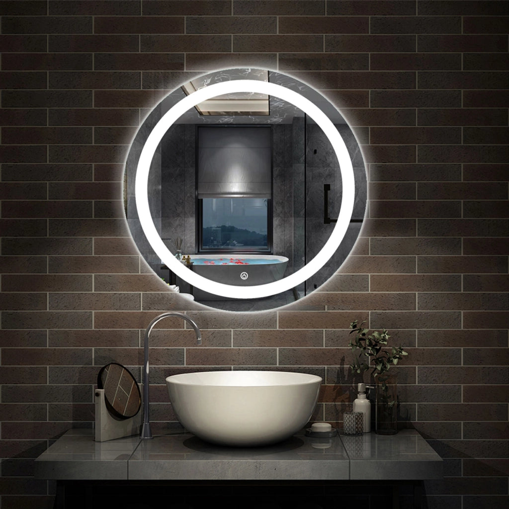 specchio 60 cm rotondo con luce led antiappannamento e touch