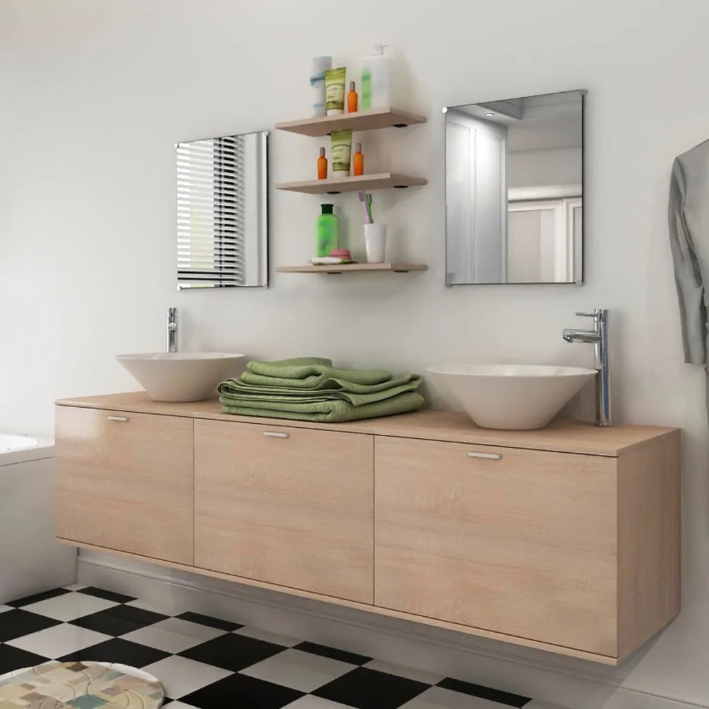 Mobili da Bagno con Lavabo Set 8 pz Beige 272234