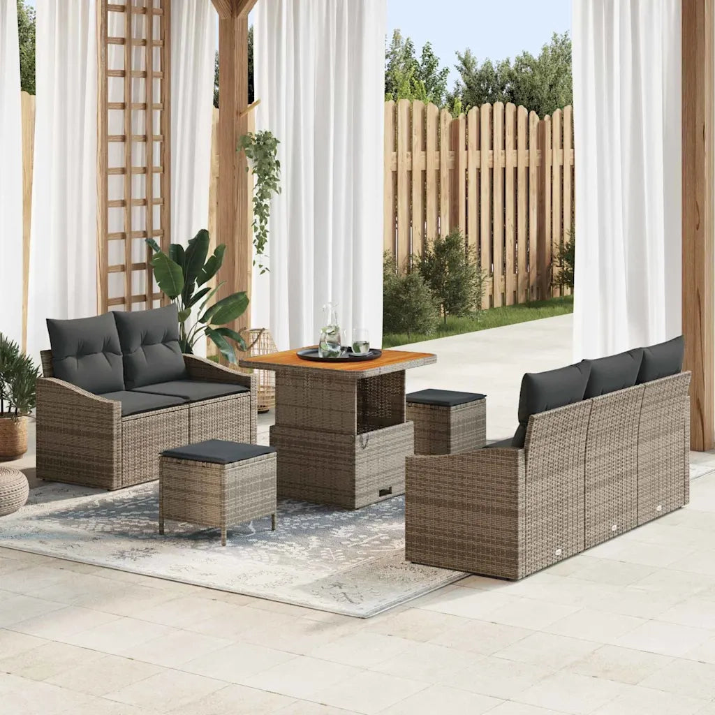 Set Divano da Giardino con cuscino 8 pcs Grigio polyrattan 3362598