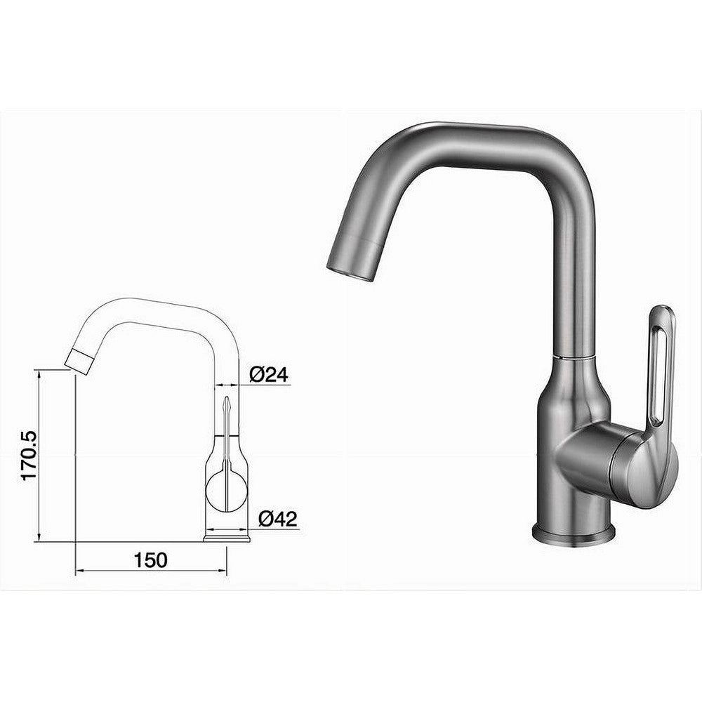 Trade Shop - Rubinetto Cucina Monocomando Miscelatore Girevole Lavello Satinato Silver 87259 -