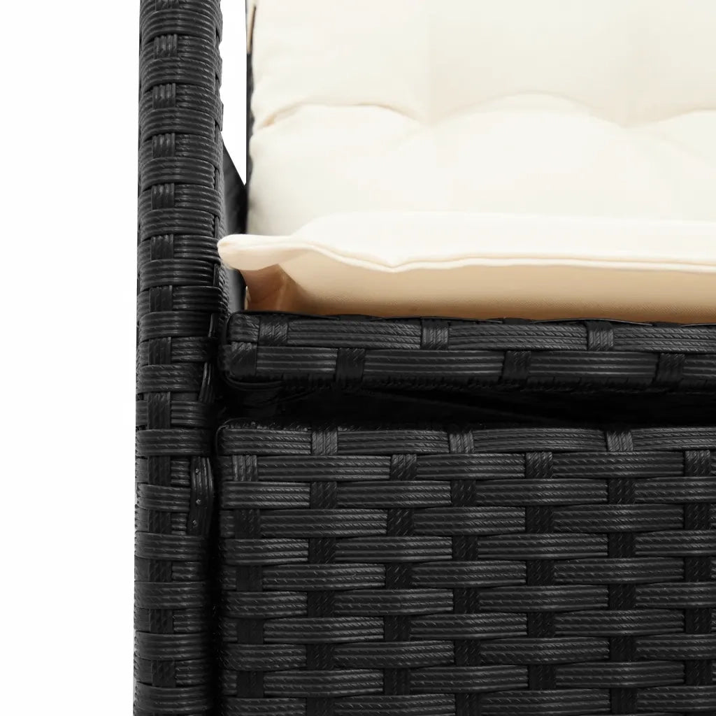 Set da Pranzo da Giardino 5 pz Nero con Cuscini in Polyrattan 3276693