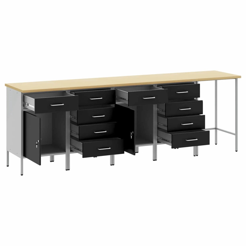 Set di mobili da lavoro con cassetto 5 pz Nero e Grigio 3321394