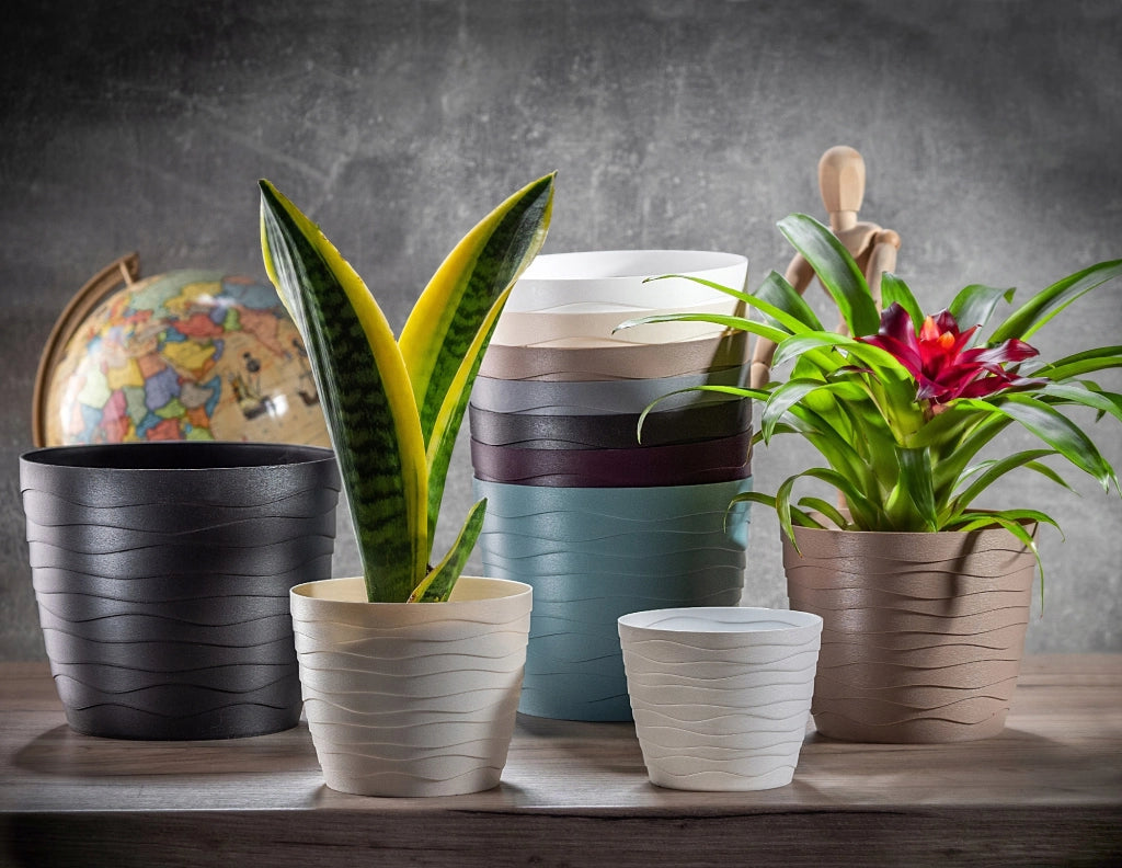 Vaso da fiori KADAX, coprivaso rotondo verde da 19 cm in plastica