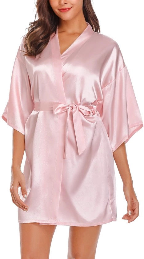 Kimono da donna con cintura e collo V in A-rosa