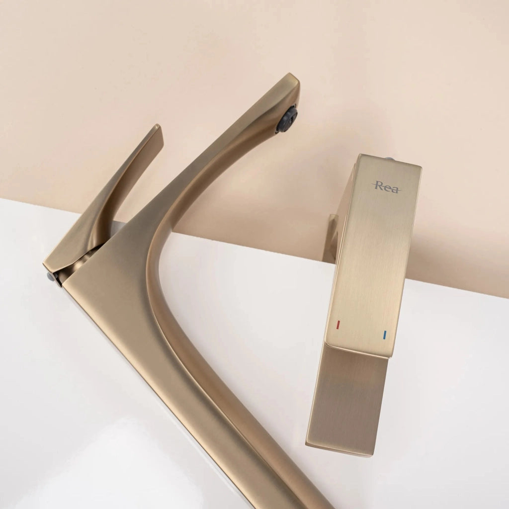 Rubinetto Da Lavabo Premium Rea Joe Brush Gold Low