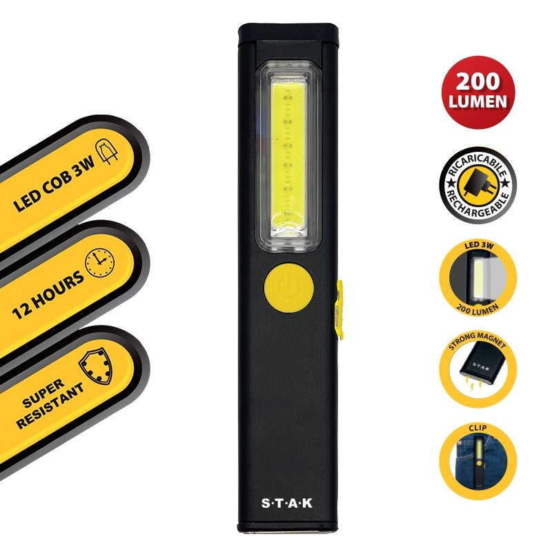 Torcia LED STAK extra sottile in alluminio ST476 200 lumen