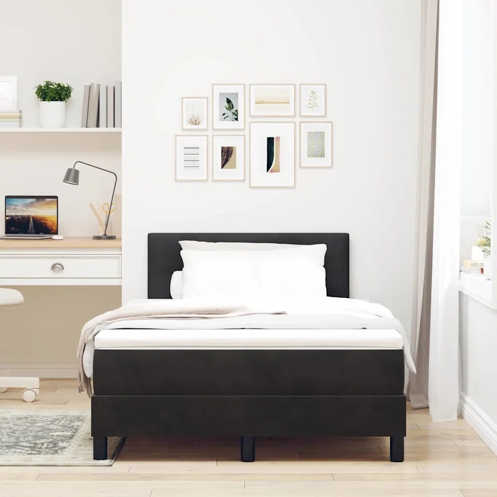 Letto a Sorgente LED con materasso Nero 120 x 200 cm Velluto 3342580