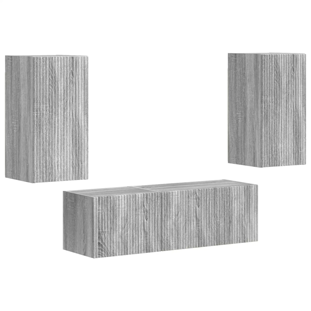 Set di Mobiletto da TV a Parete 4 pcs Grigio Sonoma